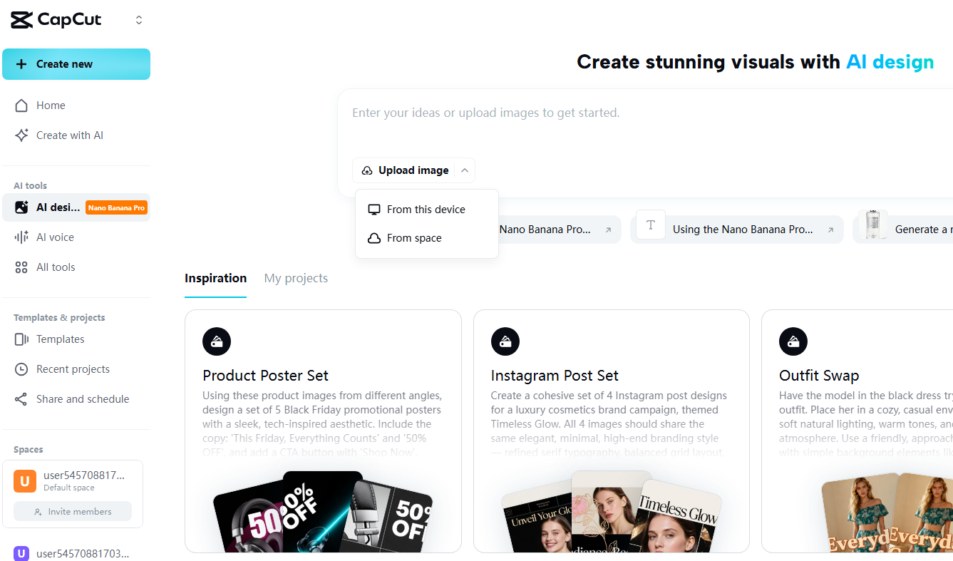 Image upload function in AI design