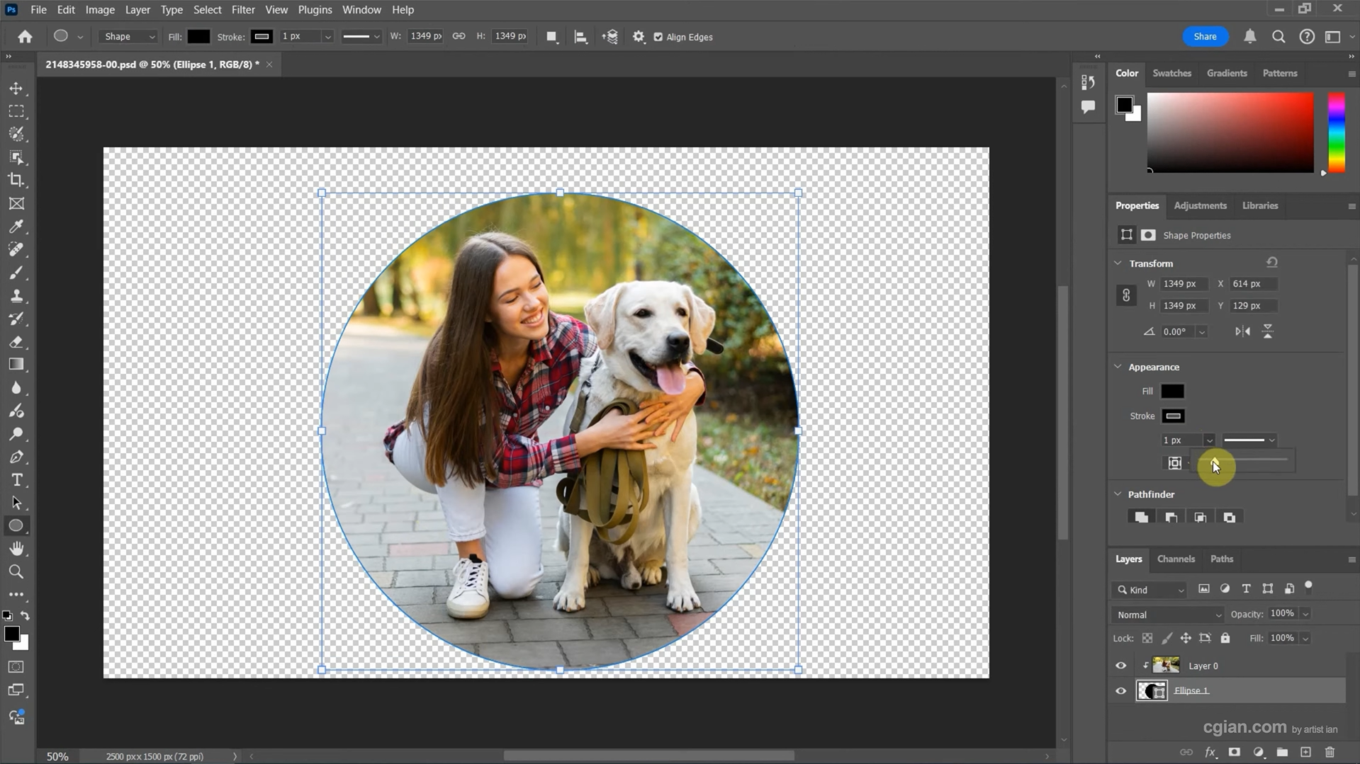 Creating the circular image in Photoshop