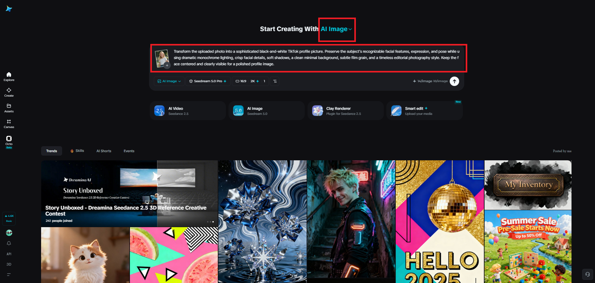 Upload your photo and describe your TikTok Pfp
