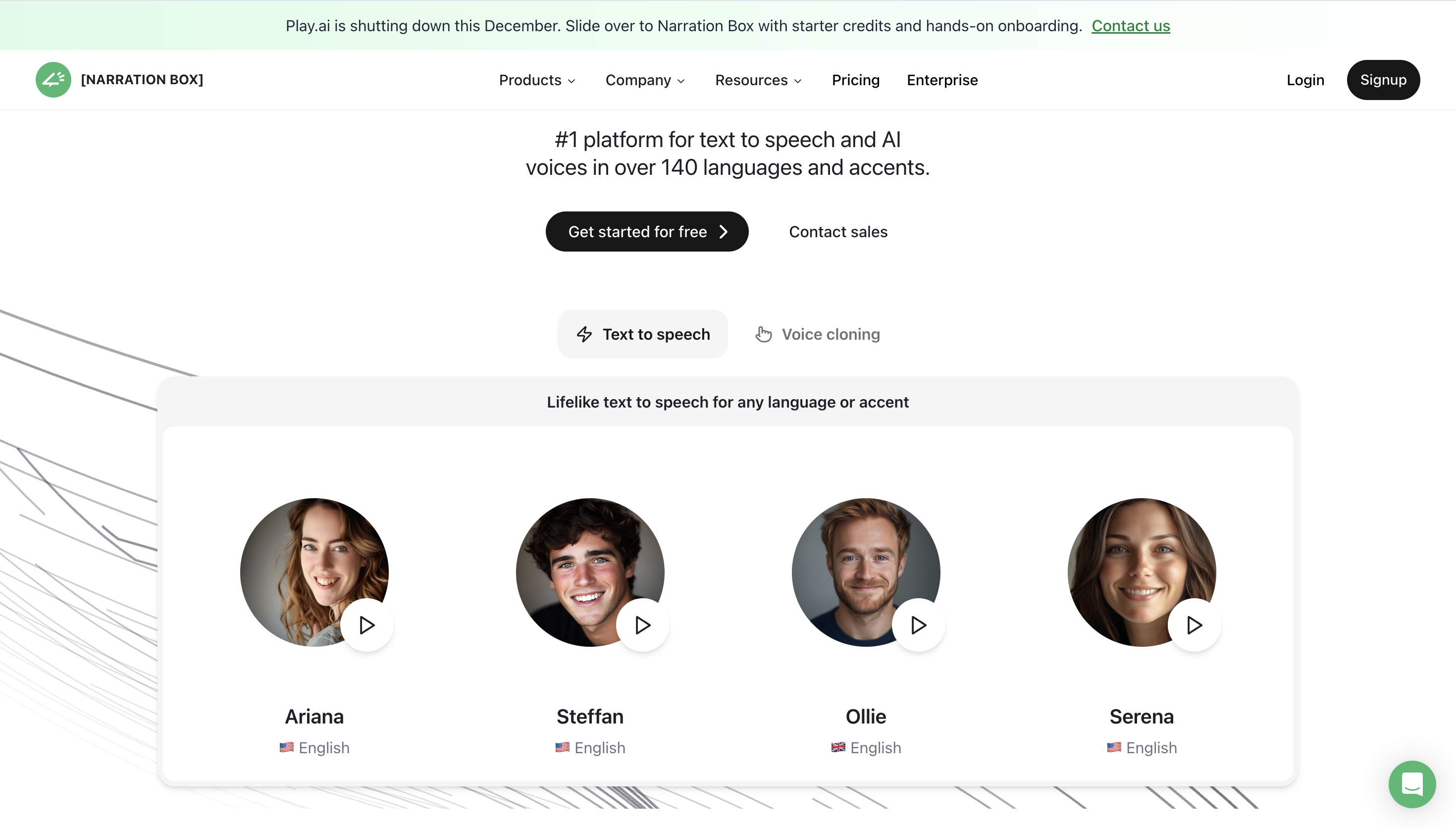 Narration Box homepage