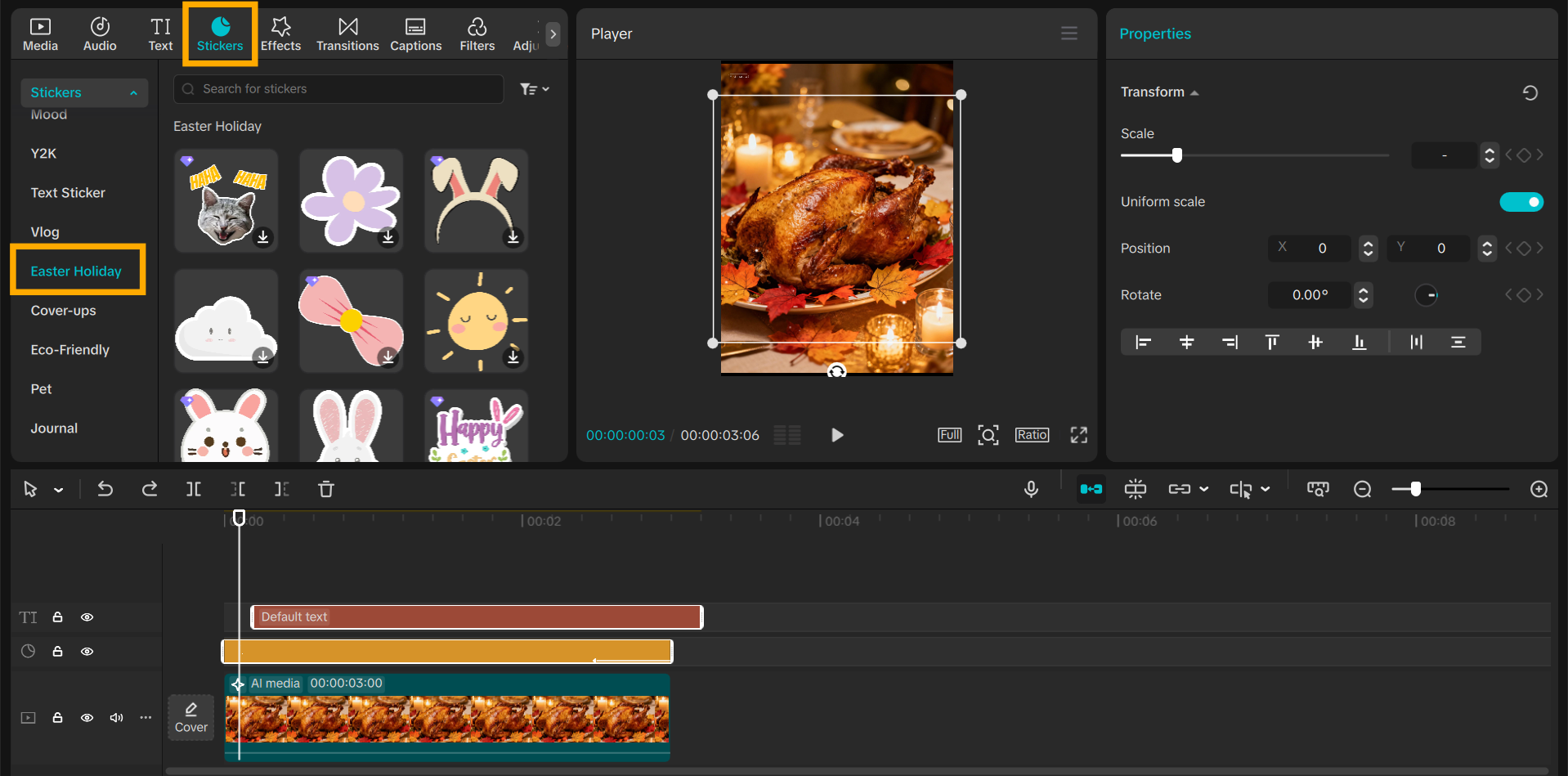 Free clipart Thanksgiving sticker editing on CapCut PC
