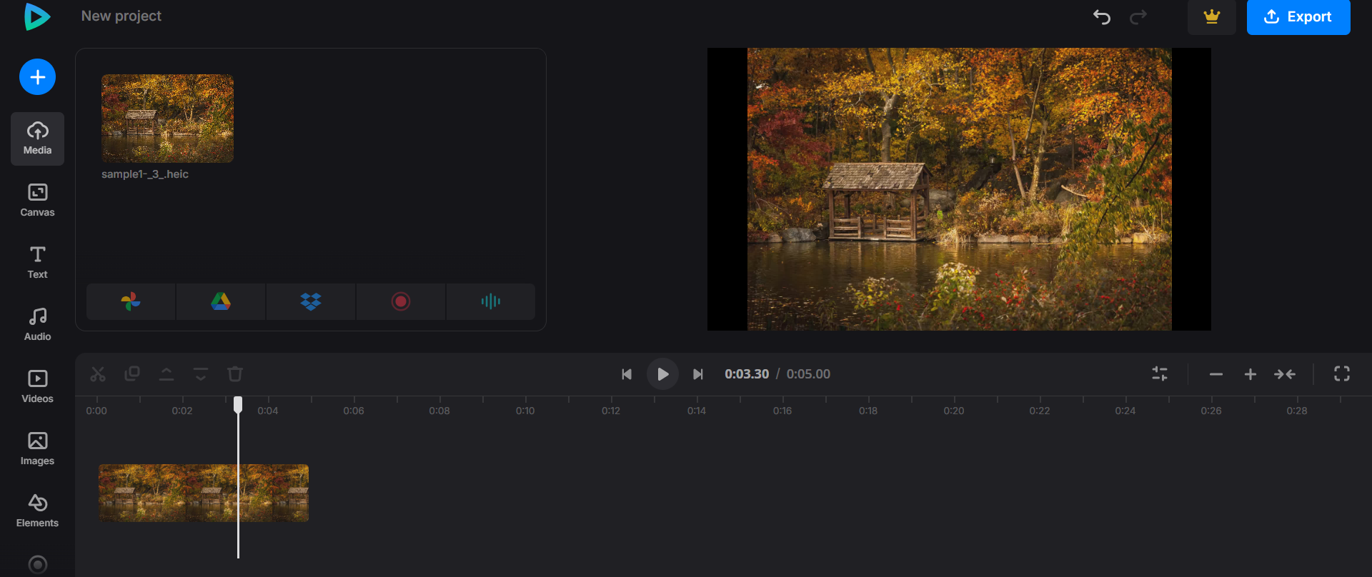 Video HEIC in MP4 con Clideo
