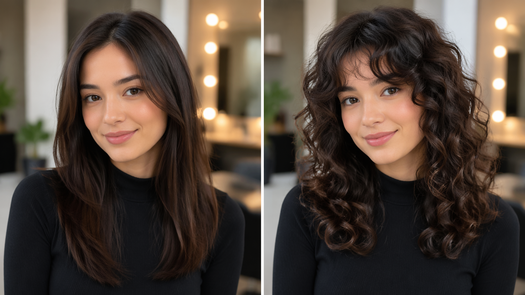 Dreamina perm filter prompt exemplo 1: Soft Curly Perm Portrait