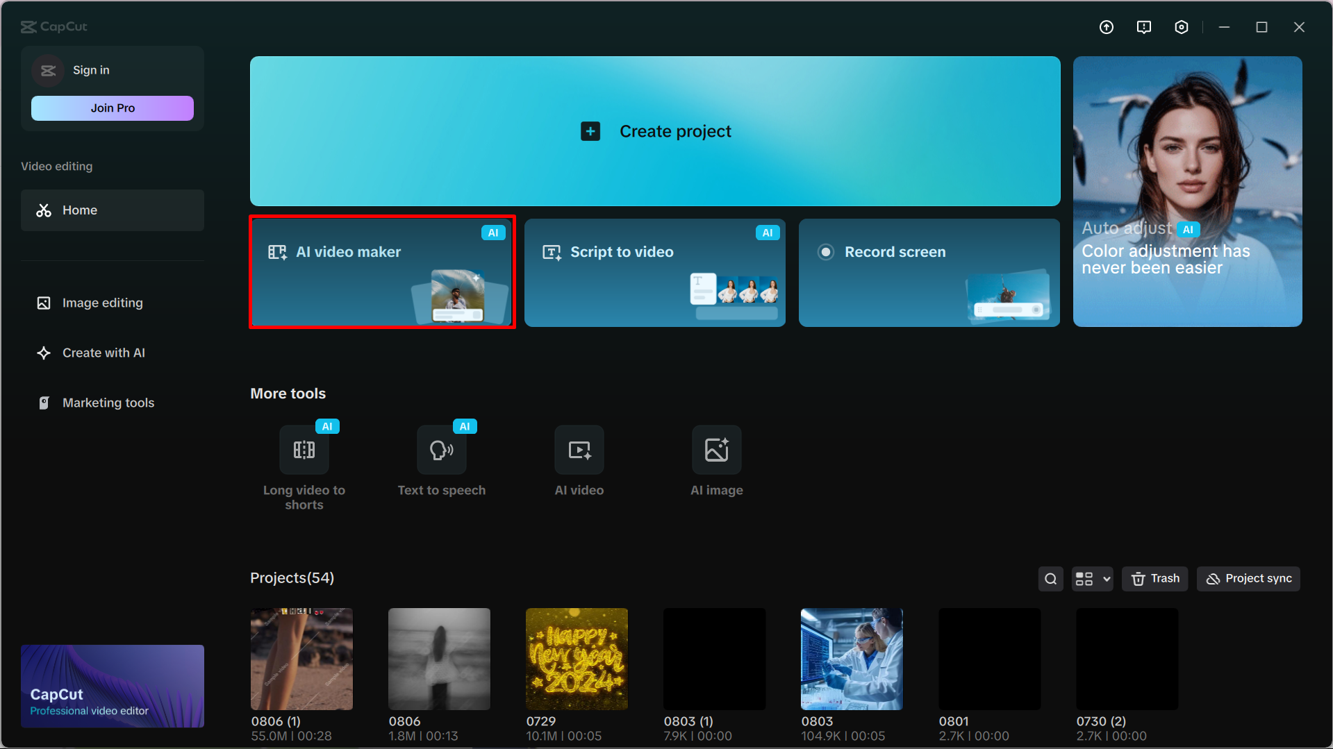 Zugang zu KI-Videomachern auf dem CapCut Web