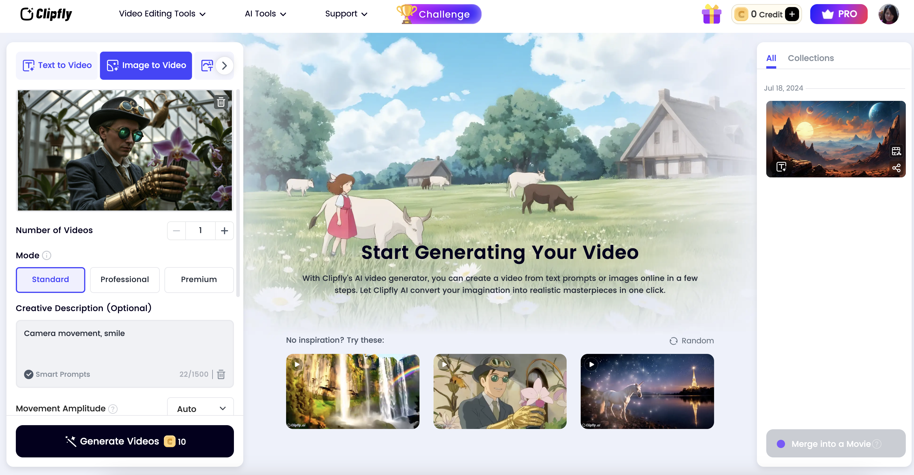 Clipfly interface