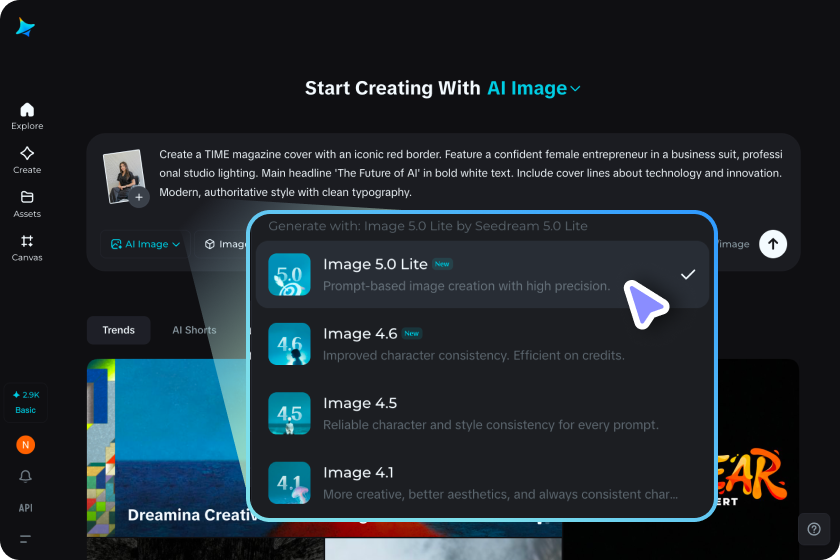 Select the model and generate