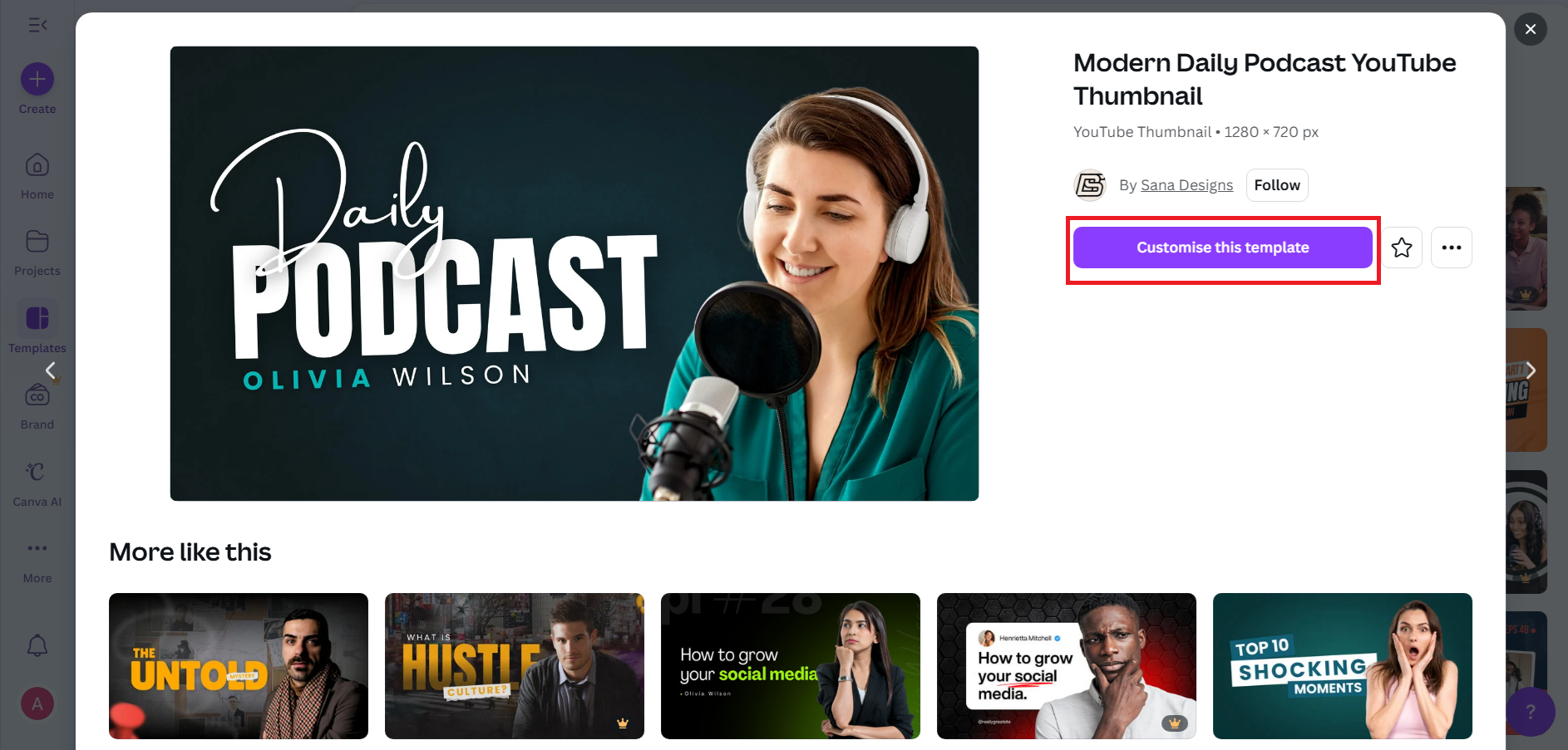 I-customize ang isang template sa workspace ng editor