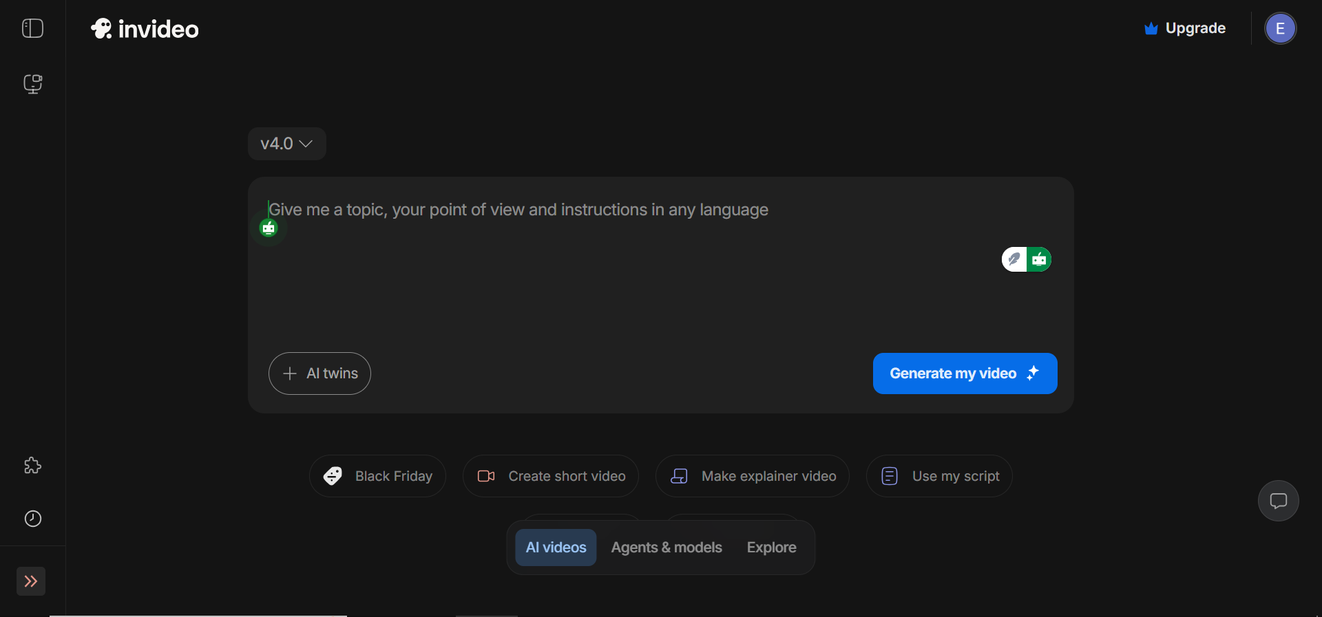 InVideo homepage
