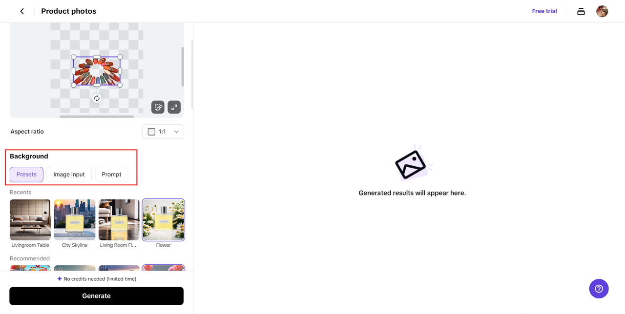 อัปโหลดรูปถ่ายและสร้างพื้นหลังด้วย AI