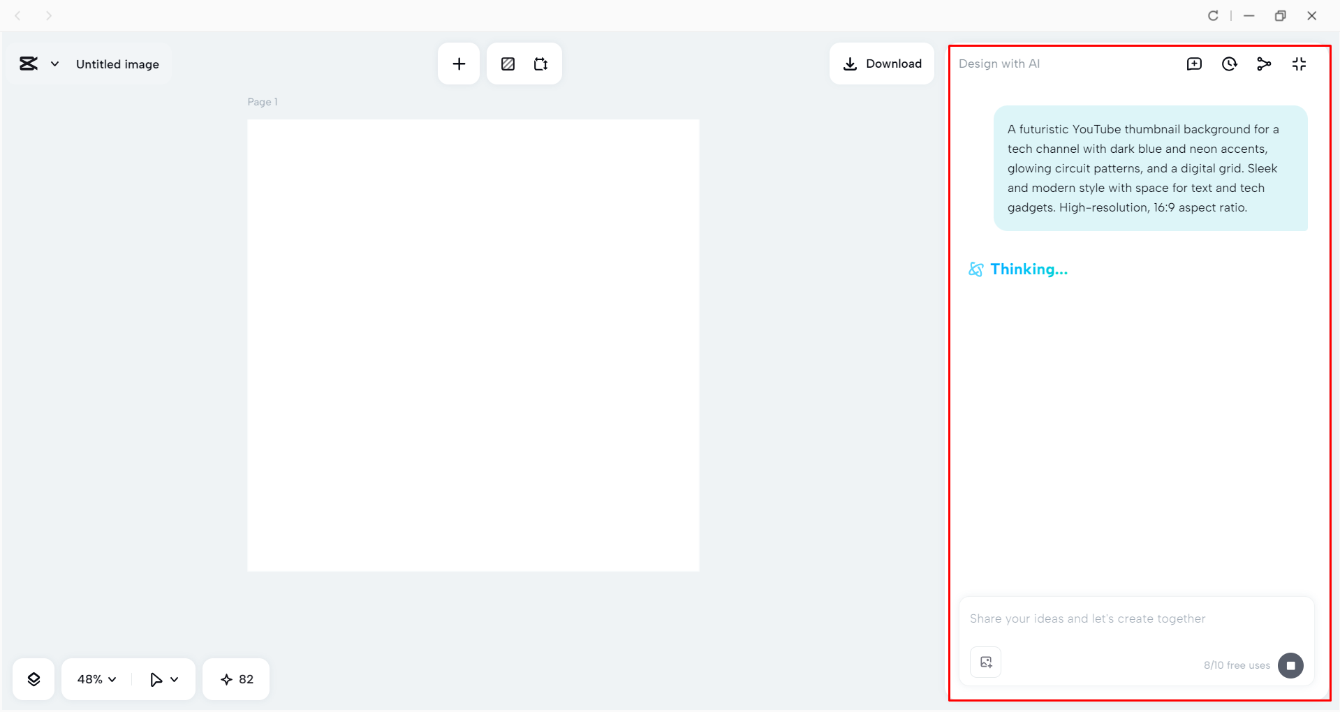 Generating a YouTube thumbnail background with CapCut