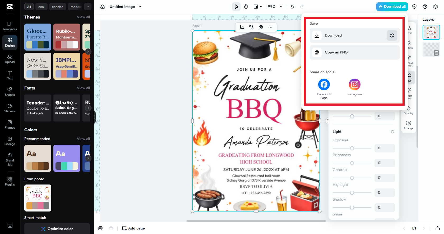 Export your graduation poster