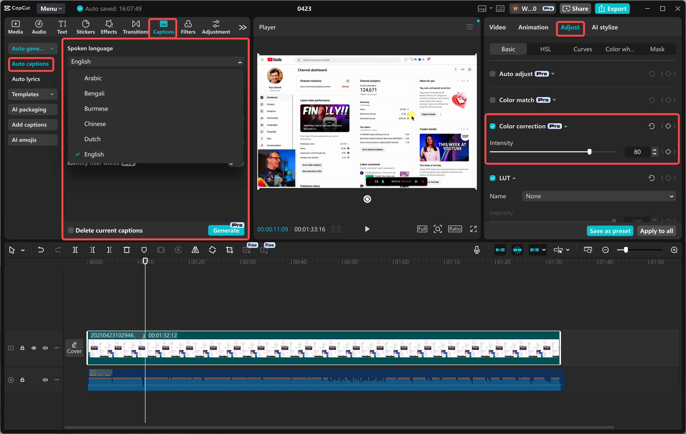 Adding AI effects to a recording using the CapCut desktop video editor