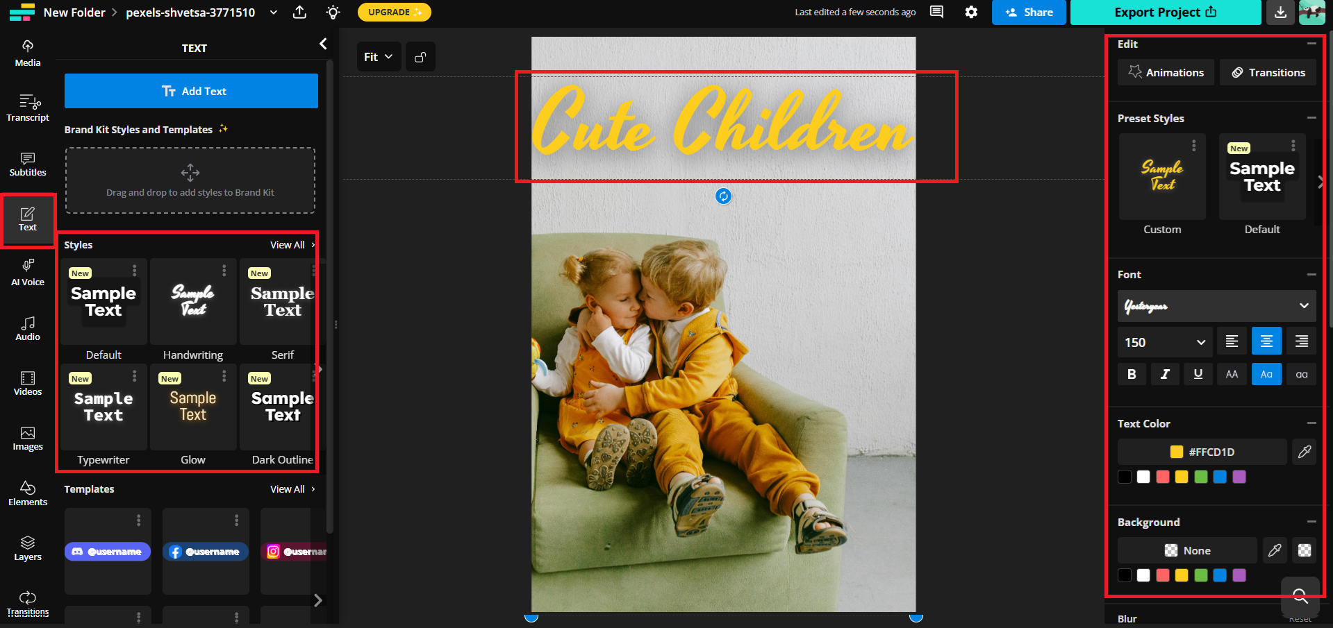 Escolha e edite estilos de texto