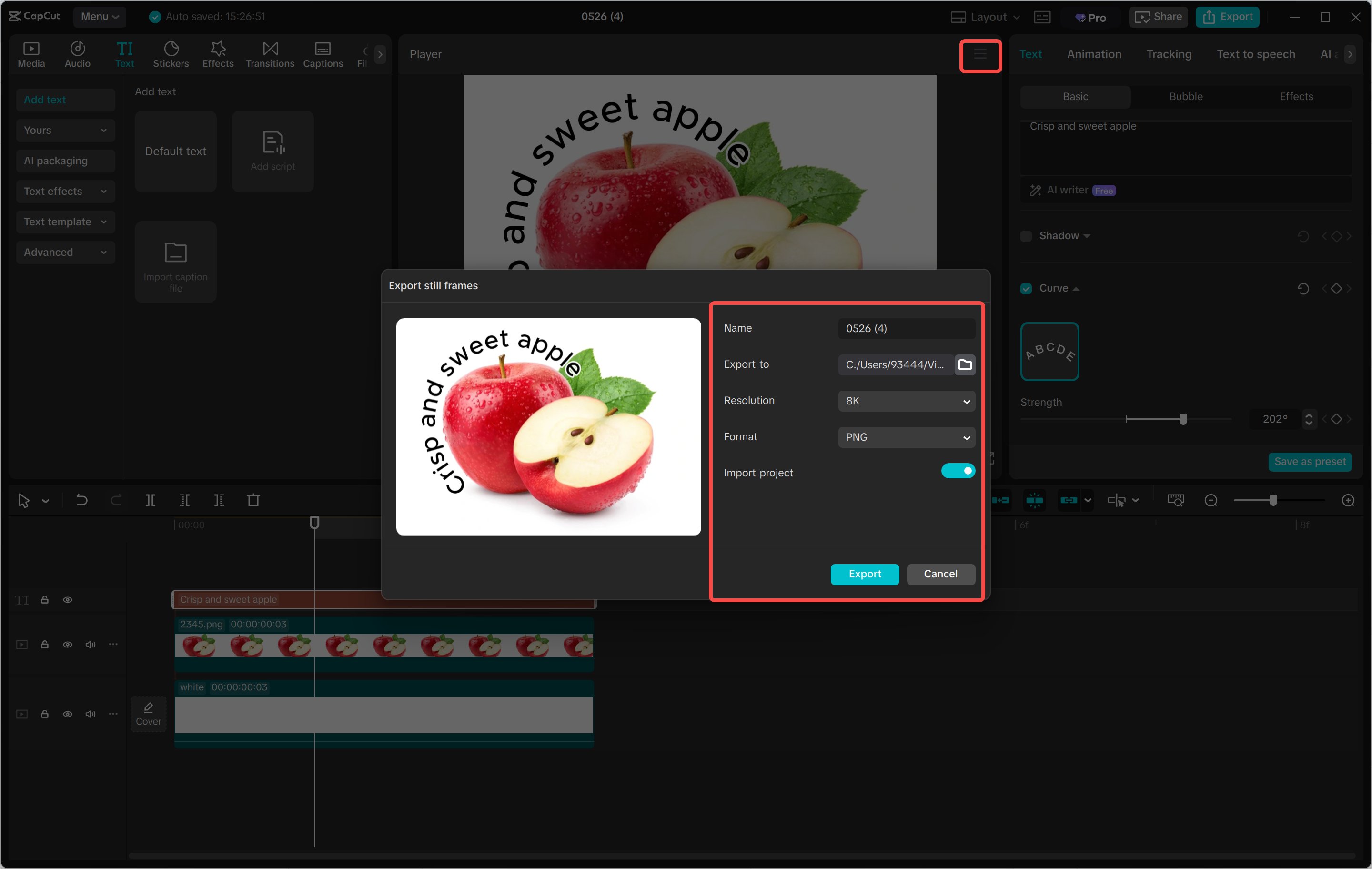 Exporting a video from the CapCut desktop video editor