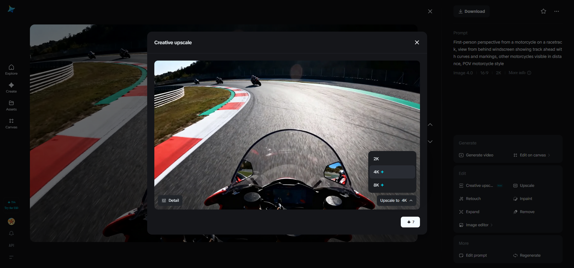 Funcția de scalare creativă din Dreamina