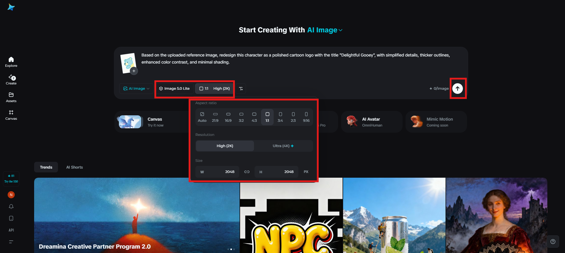 Select an image model and generate a logo