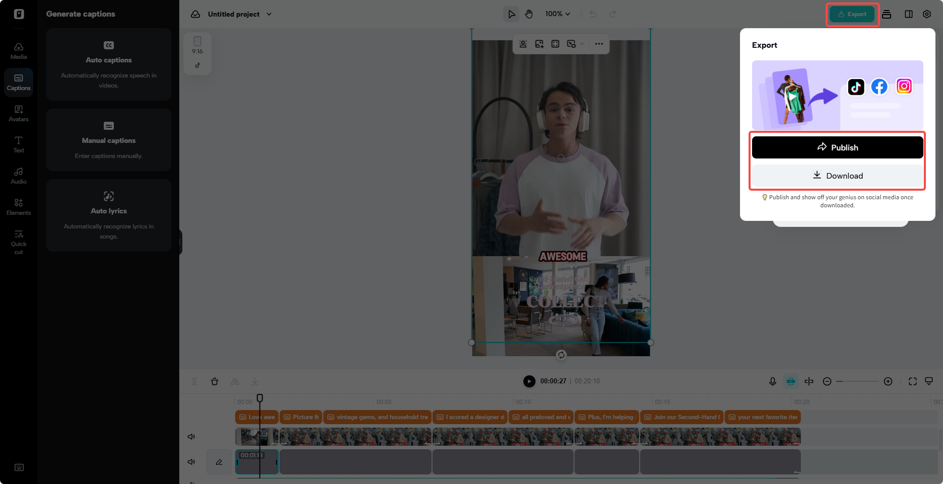 Export & publish your video