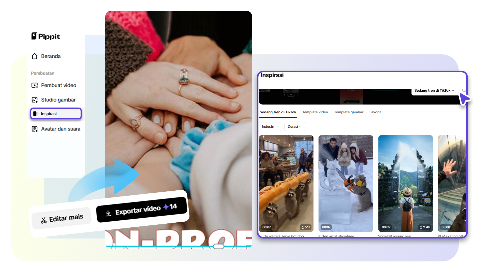 Buka bagian Inspirasi dan cari template video lucu.