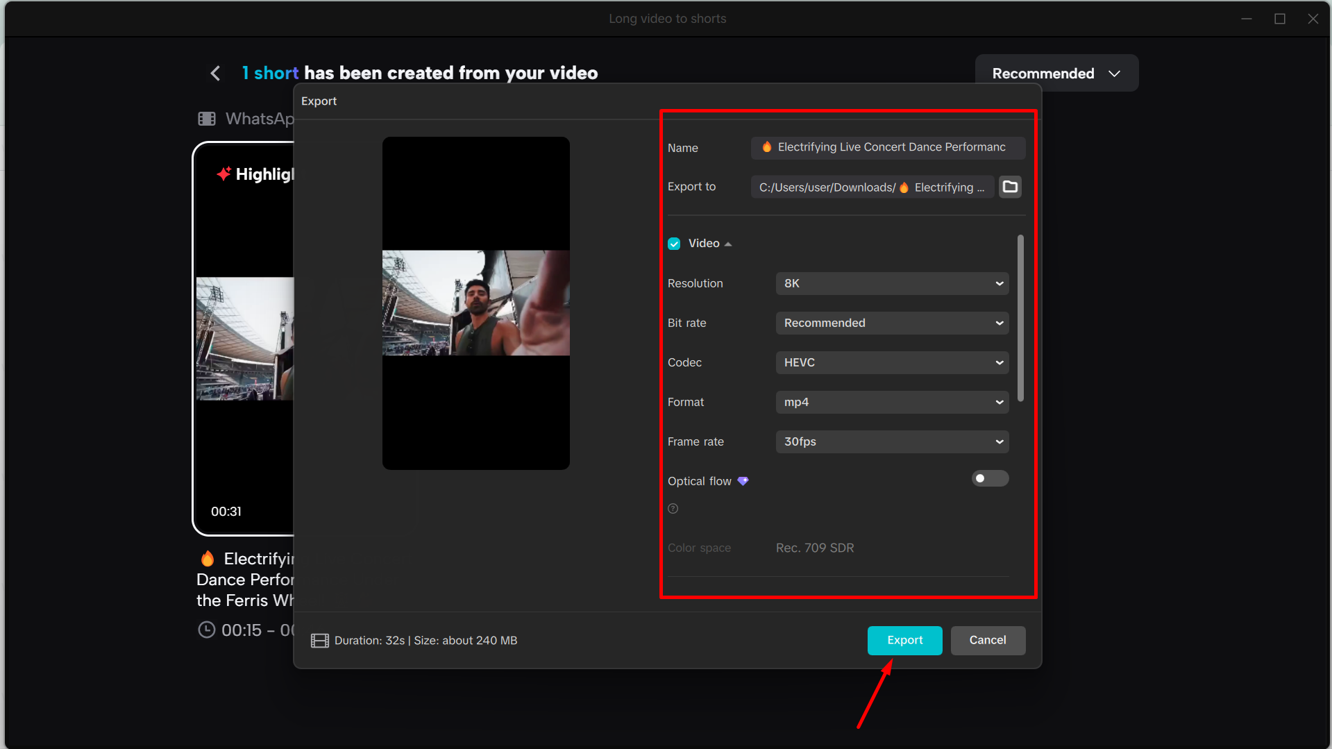 Export the final video from the CapCut desktop video editor