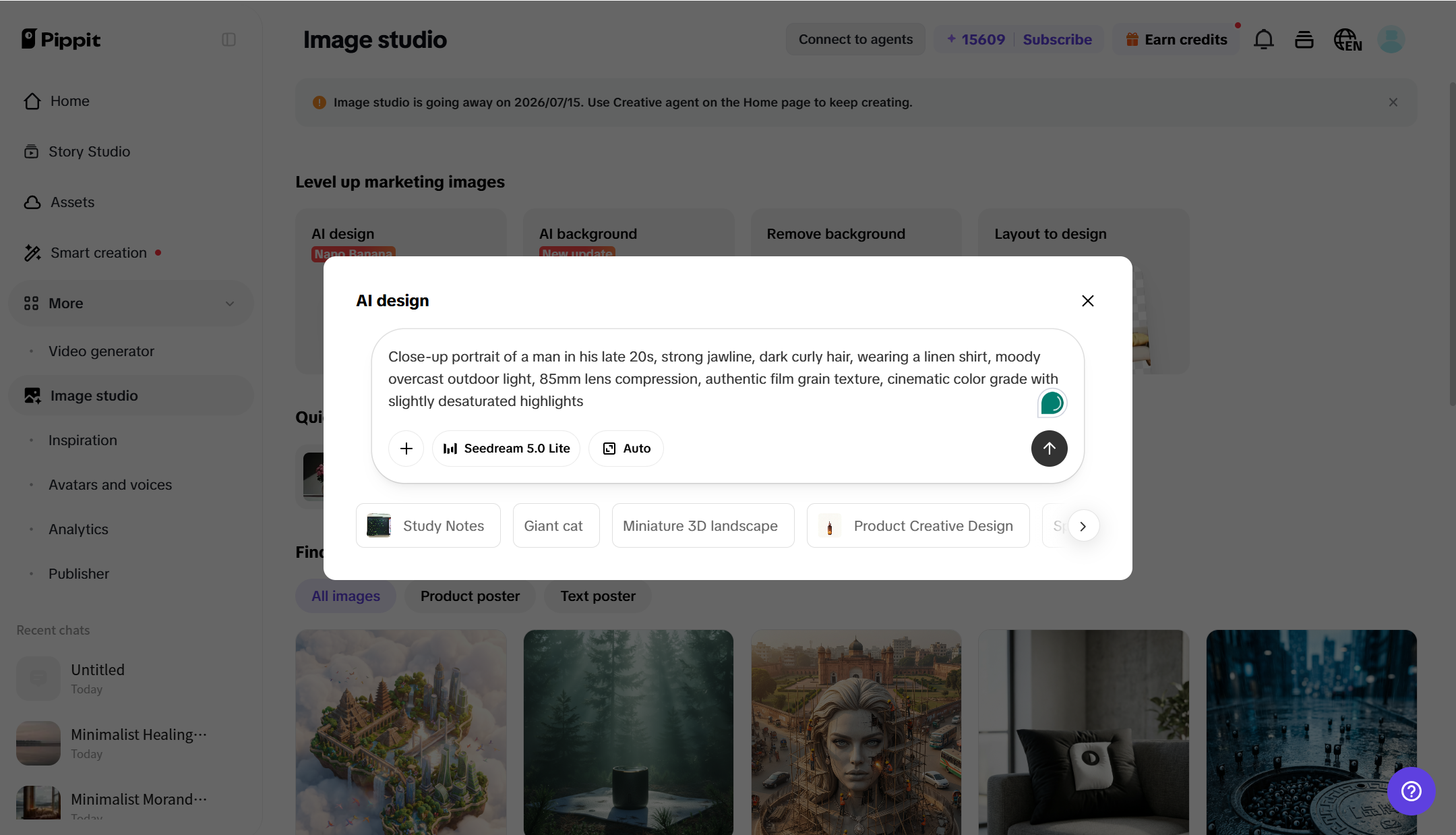 Generate AI images with Pippit
