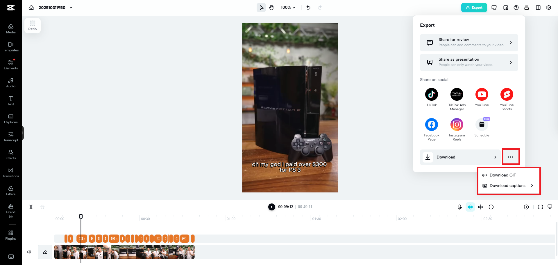 Export video as a GIF