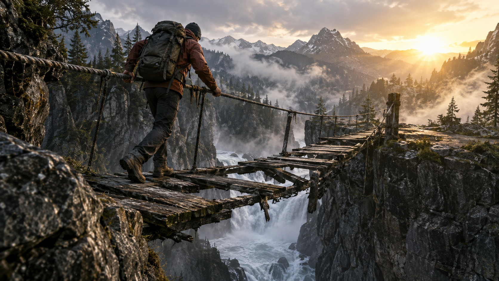 Human survival video prompt image — Shelter discovery payoff