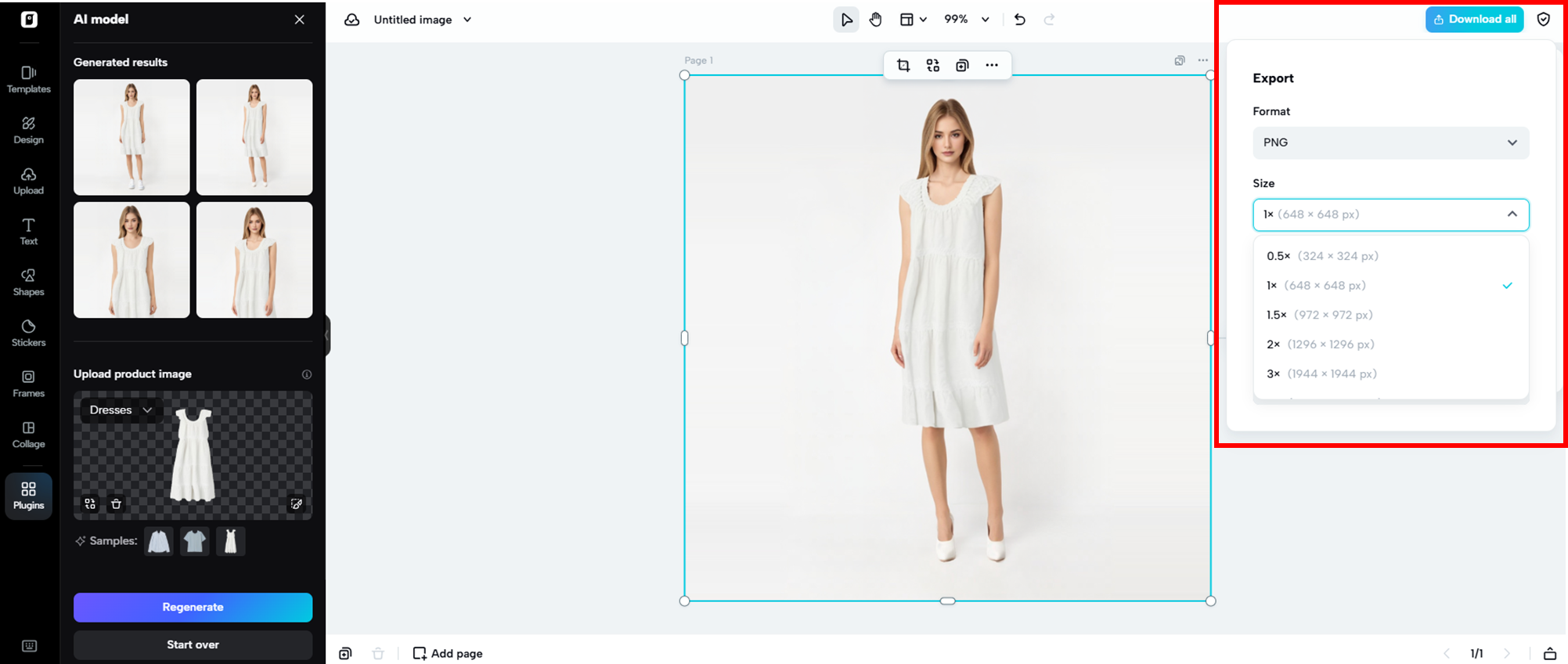 Easy export and download for seamless sharing
