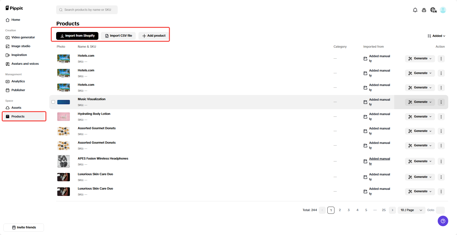 Pippit integrations