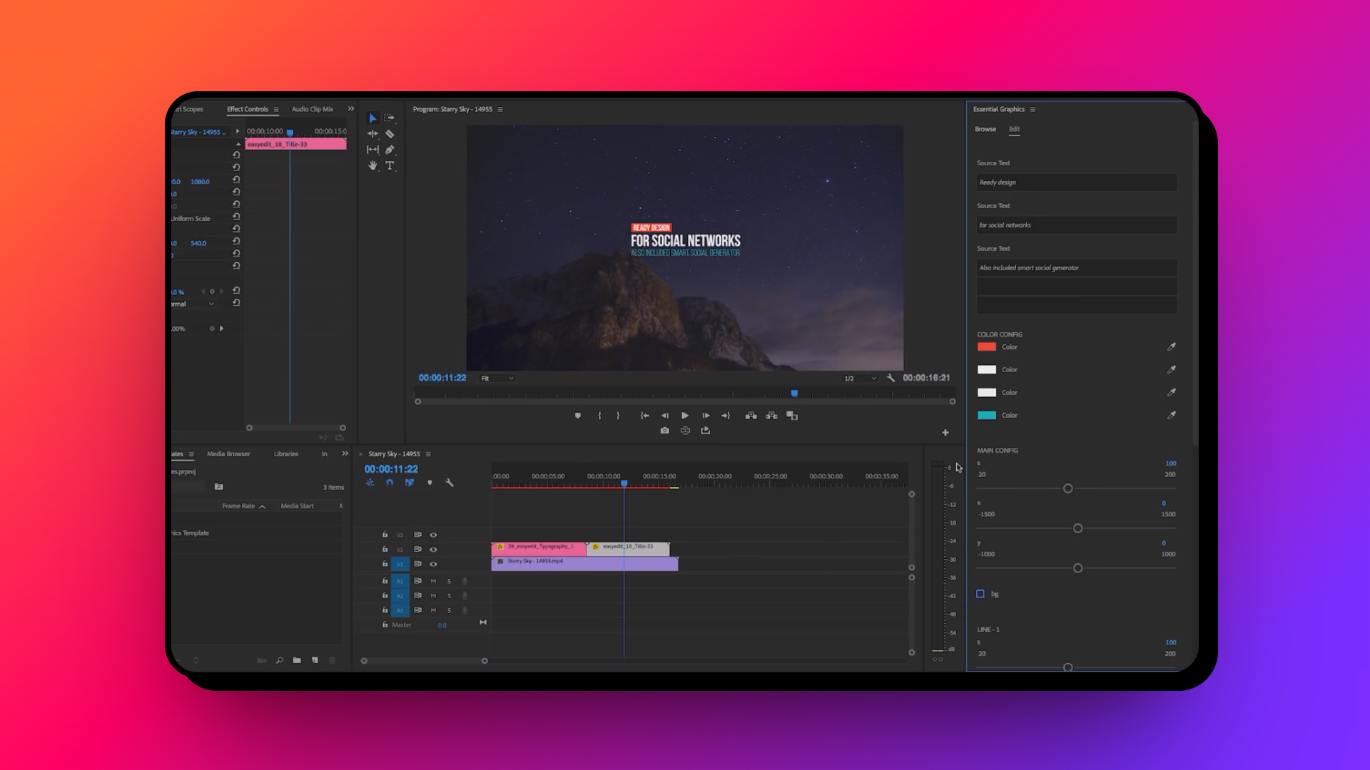 Drag and drop the motion graphics template on your timeline