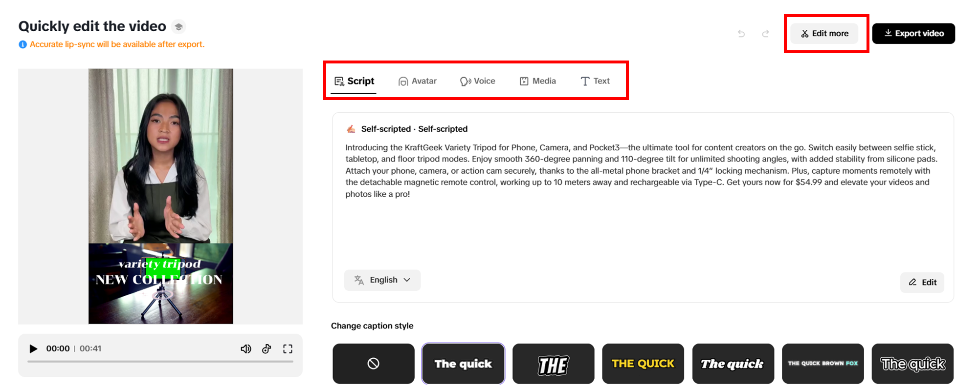 Realize quaisquer alterações rápidas no seu vídeo