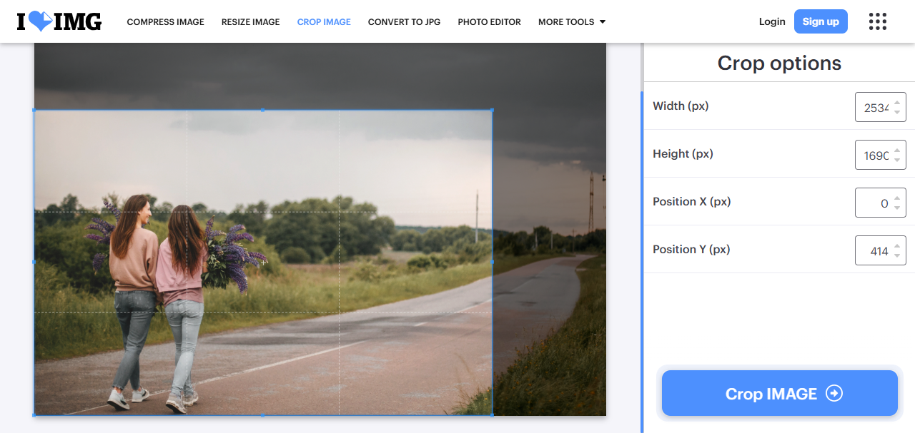 ILoveIMG smart crop tool