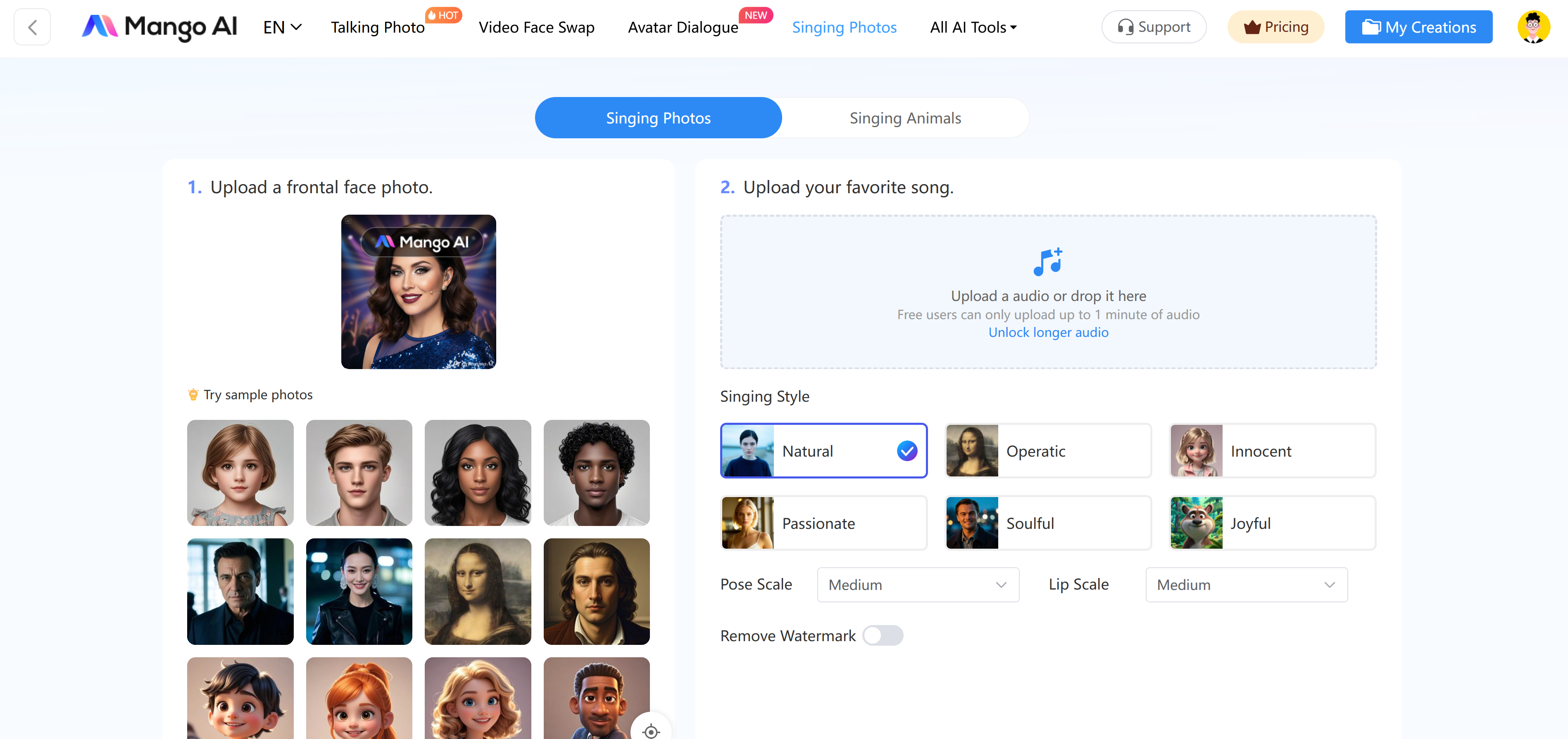 Mango AI 讓您的照片唱歌