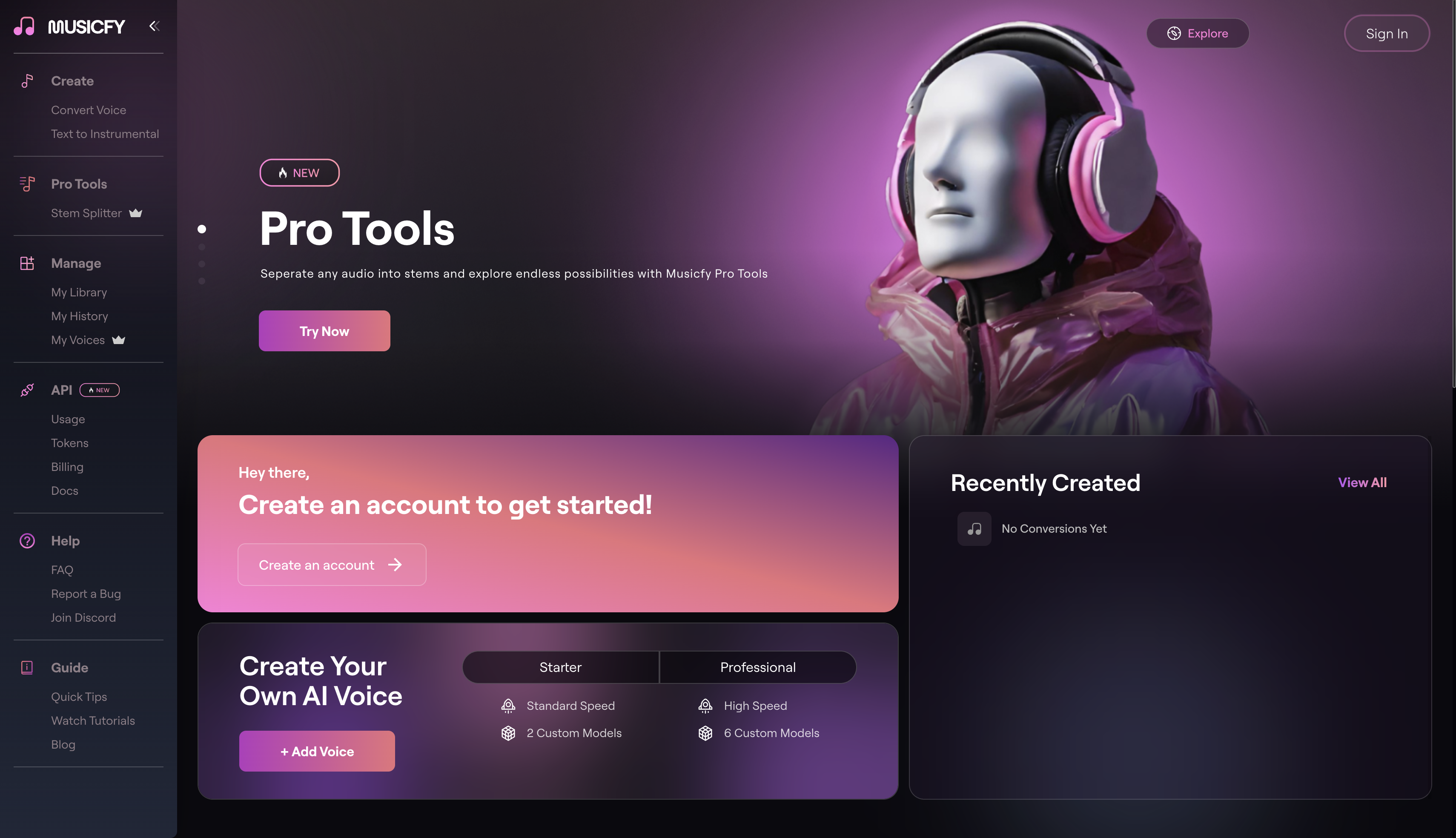Musicfy interface