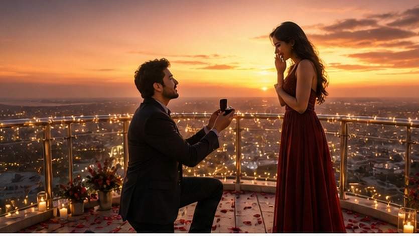 Tower Couple Proposal Video Editing Prompts example 1