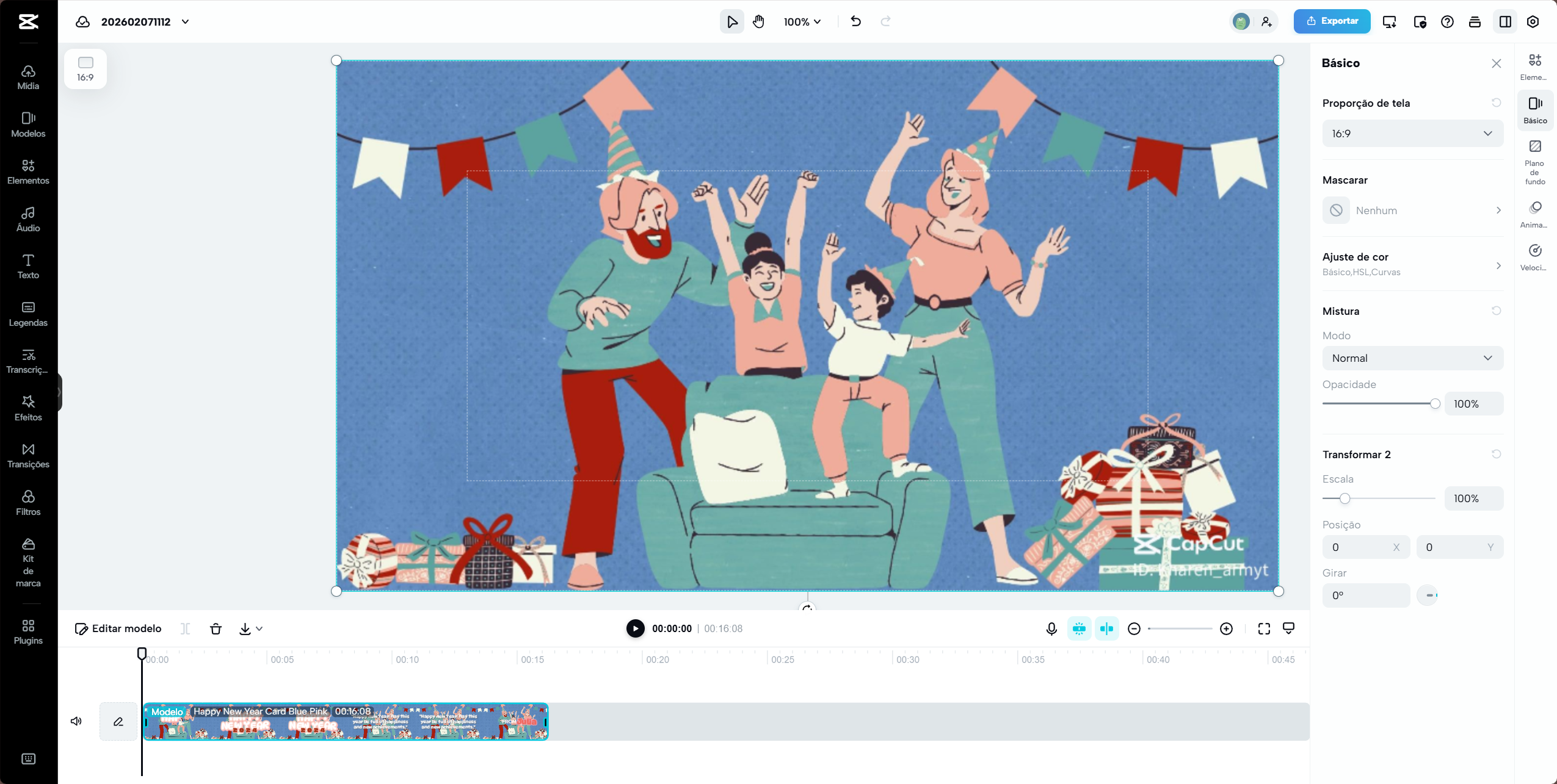 Painel de upload do CapCut Online