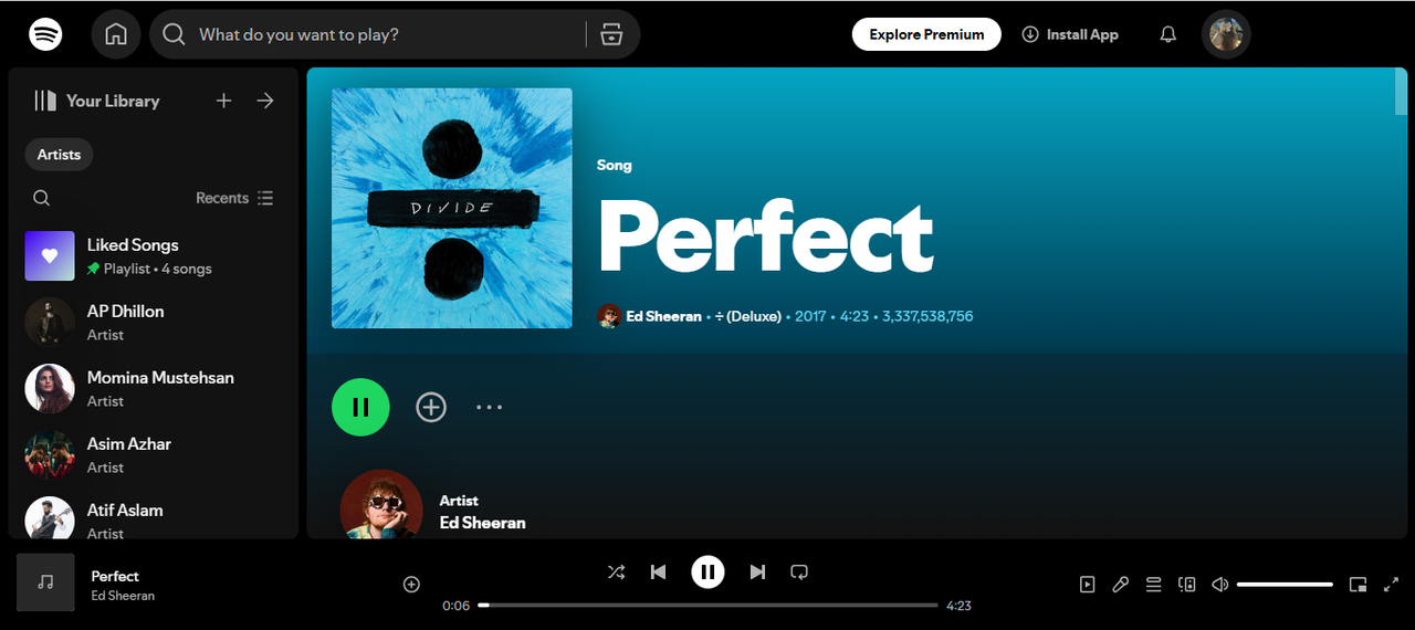 Perfect de Ed Sheeran - Top músicas do Spotify