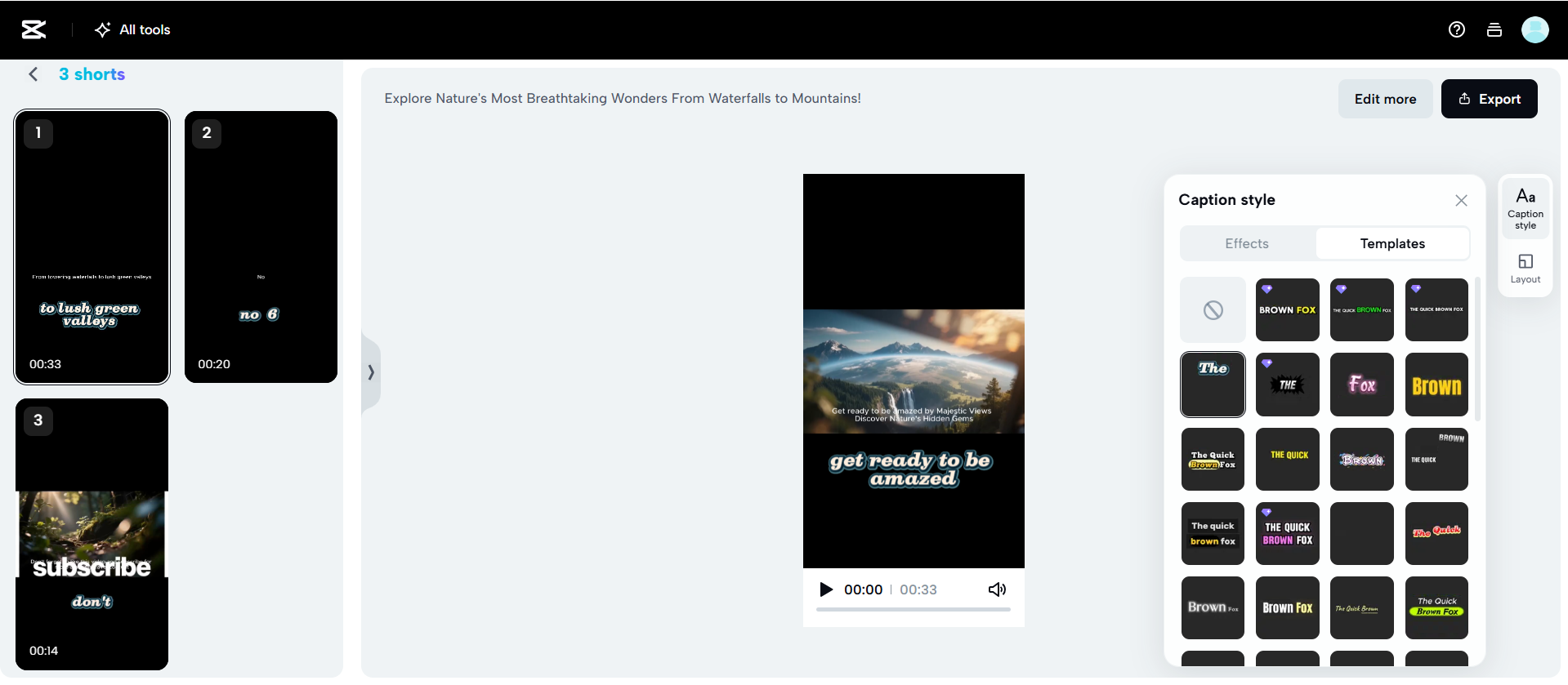 Interface of CapCut Web - perfect social media AI caption generator
