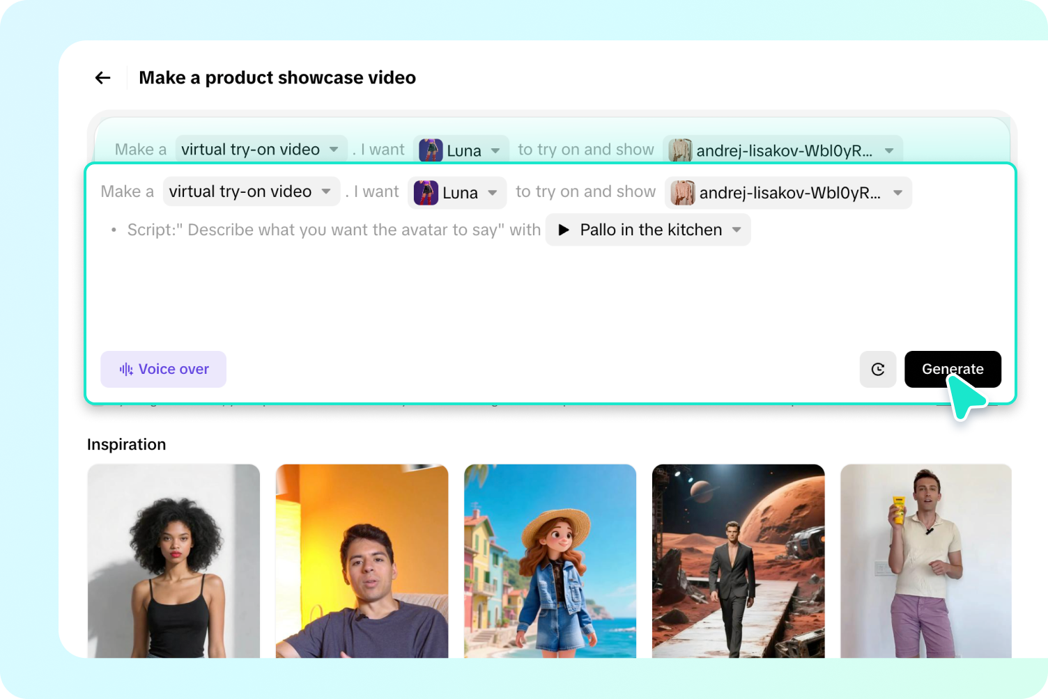 Choose catwalk model and add product