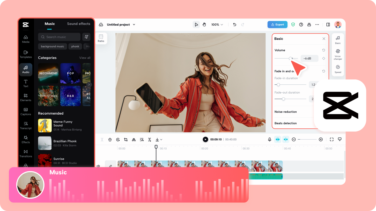 add audio to video online