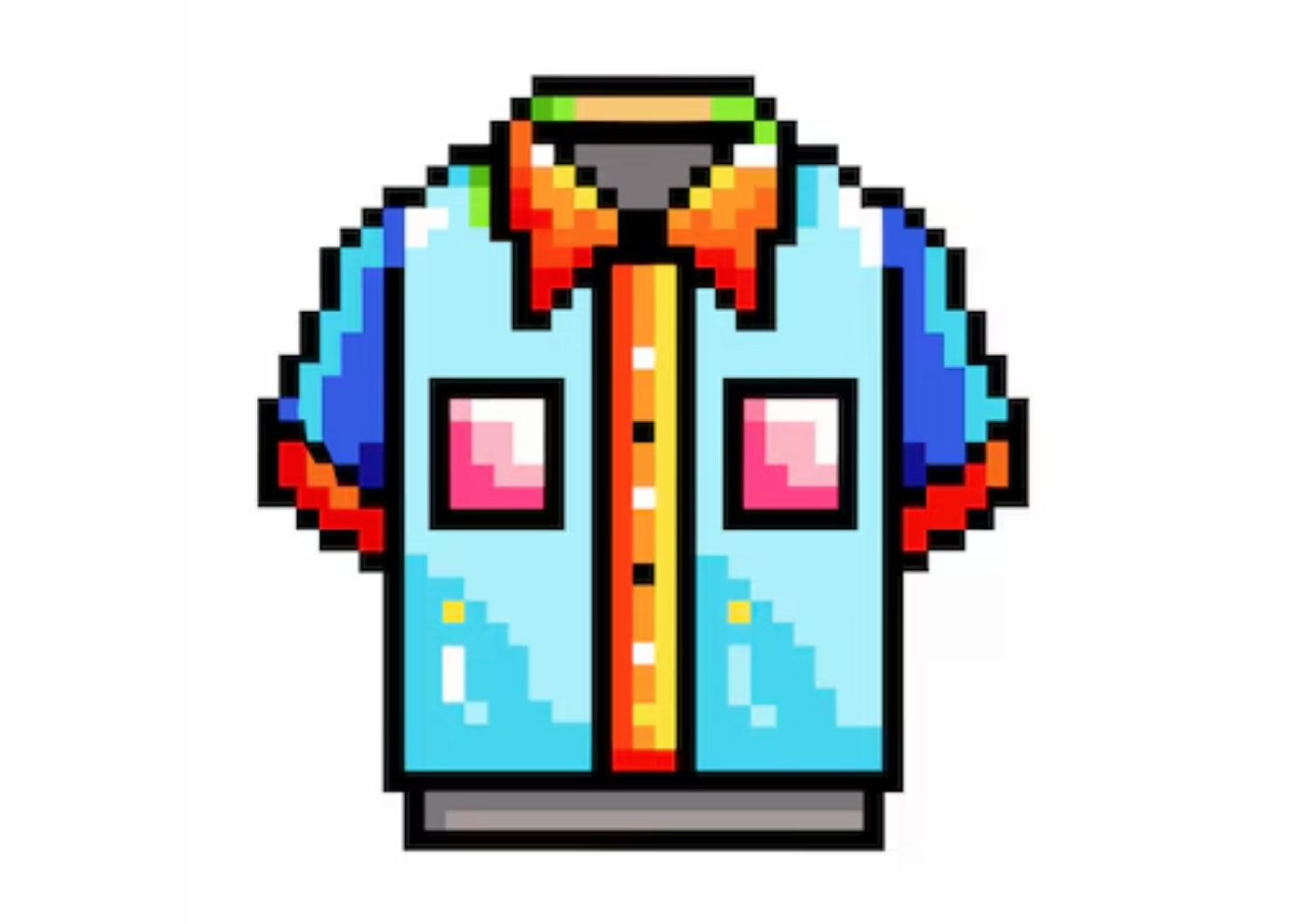 Colorful pixel art design with retro 8-bit style