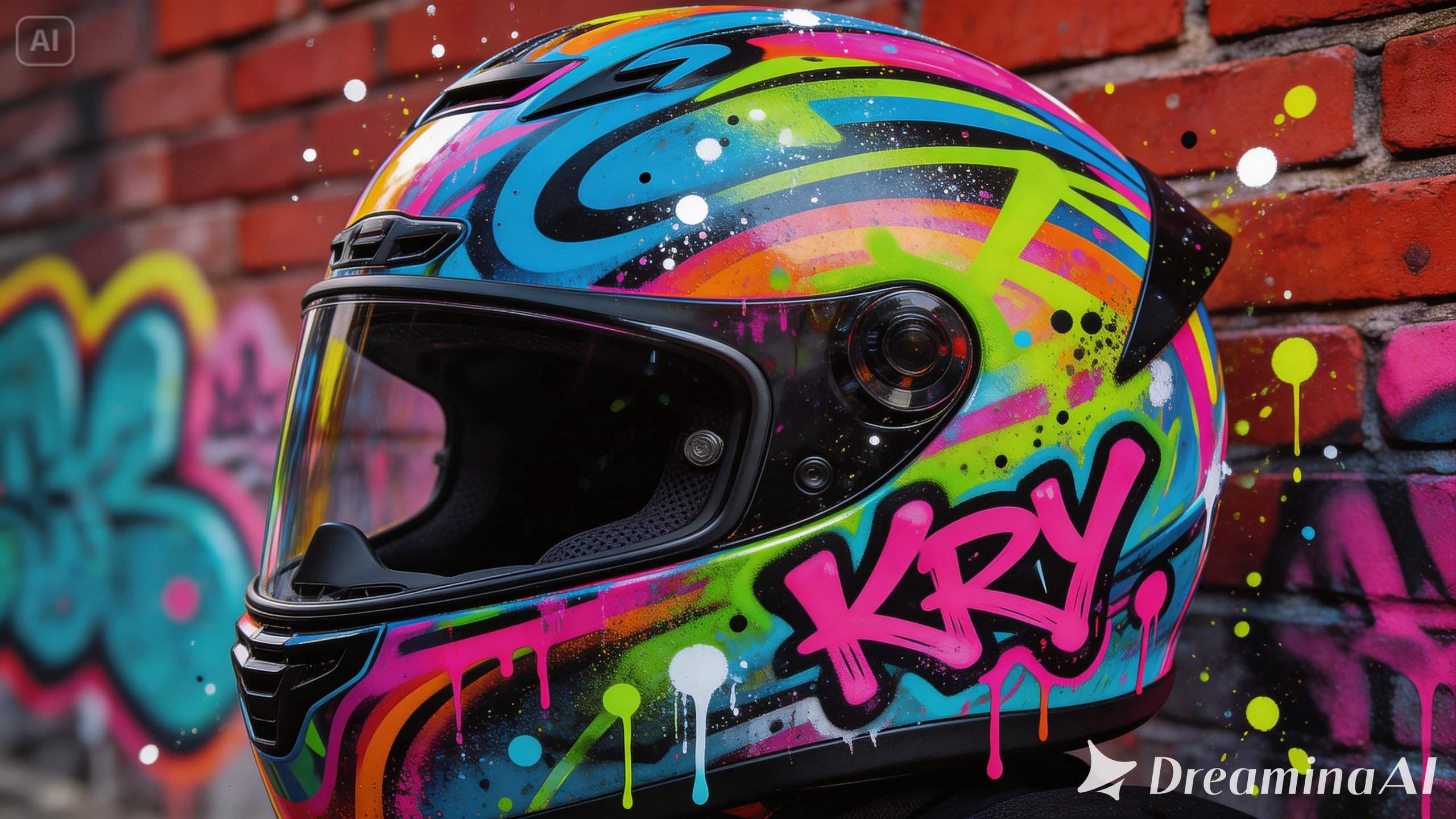 Custom-painted street art helmet