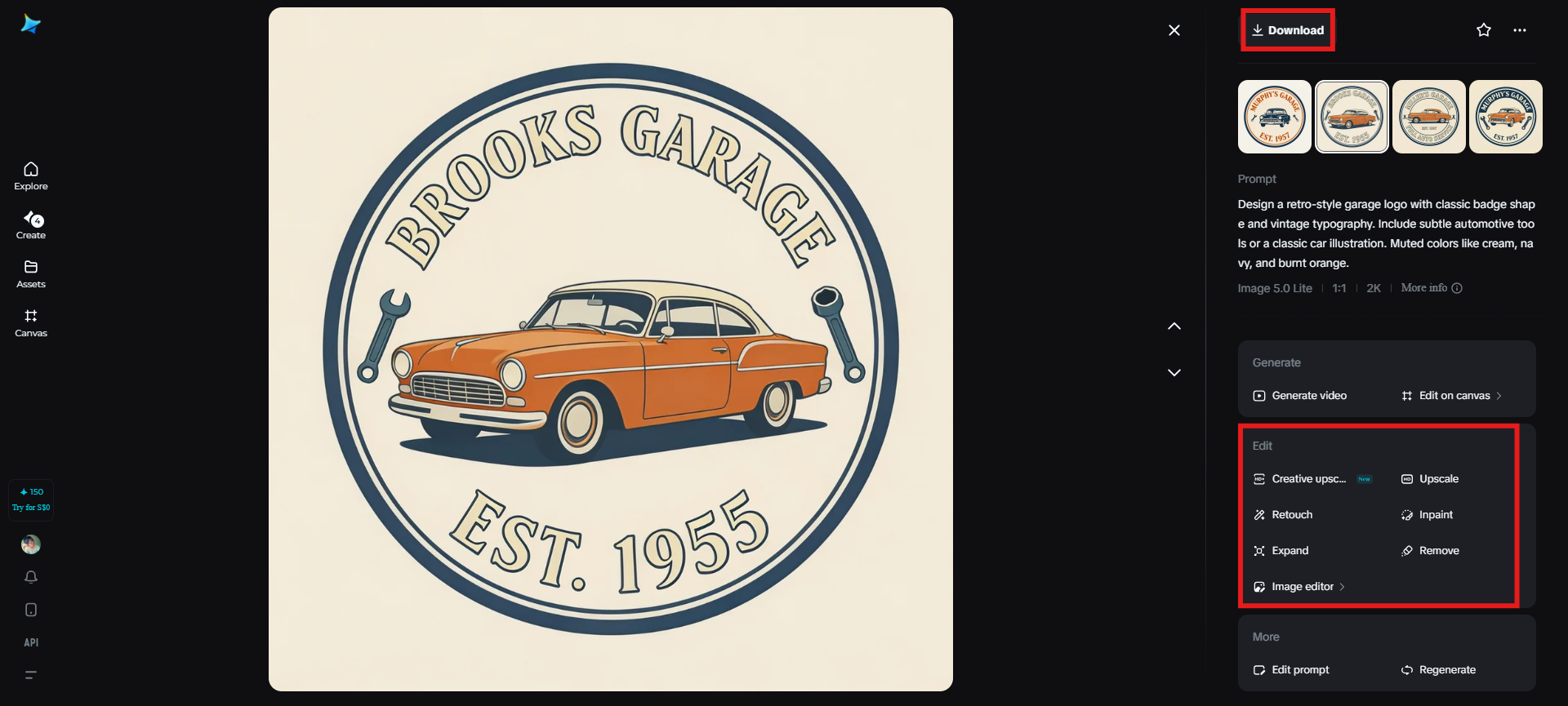 Refine and download the image