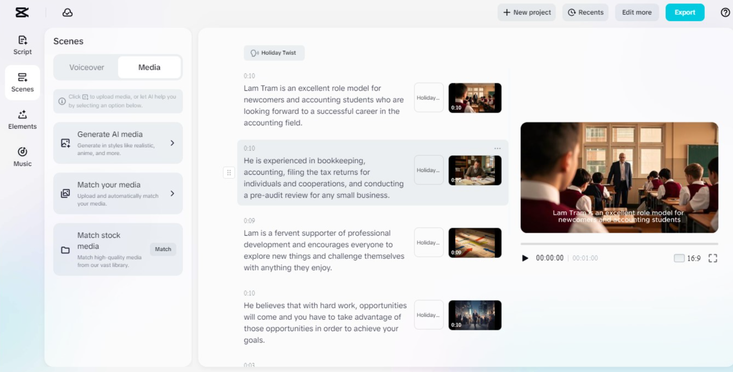 The interface of the CapCut desktop video editor
