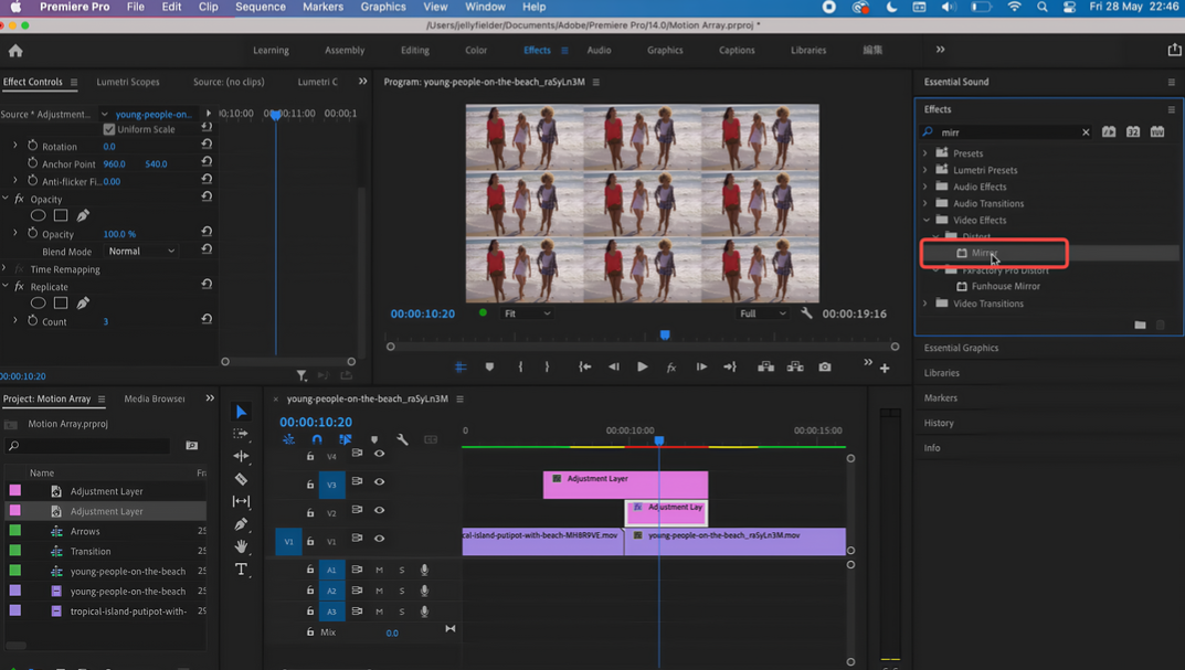Zastosuj Efekt lustra