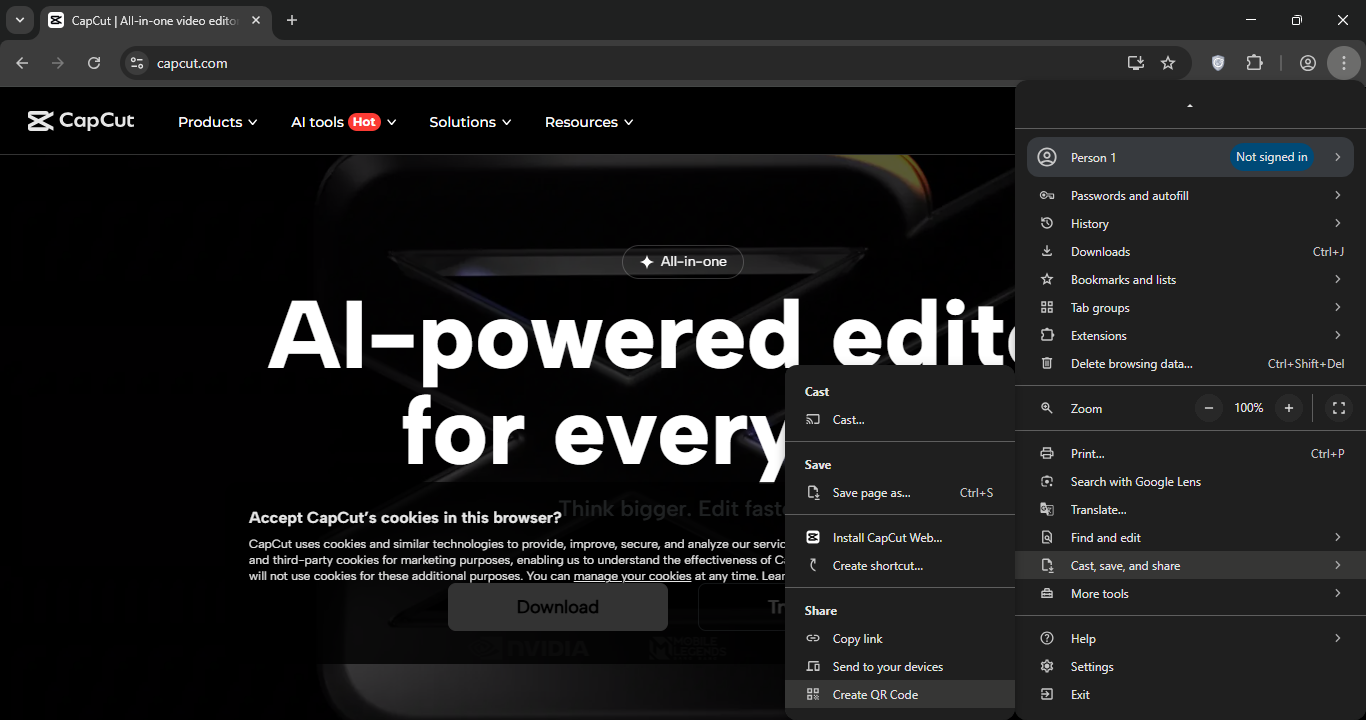 Create qr code on Google Chrome