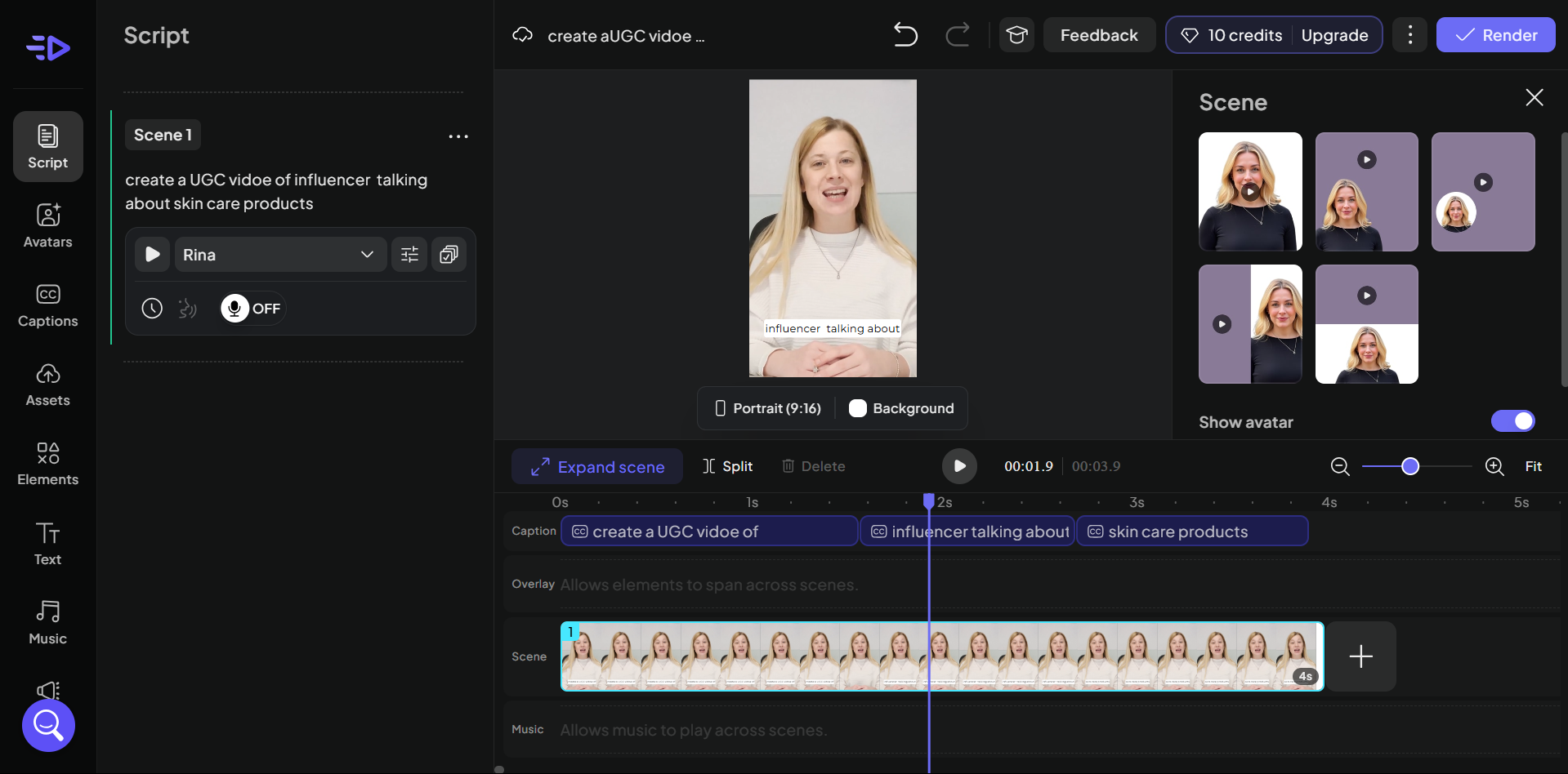 Interface of Creatify - the best tool to make AI ugc videos