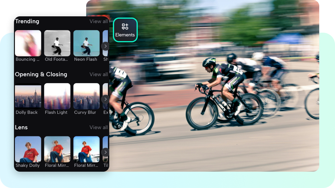 description=Pippit's multi-track editor timeline. Track 2 shows the crisp vertical video clip. Track 1, below it, shows the same clip, but scaled up and with a 'Blur' effect icon on it.