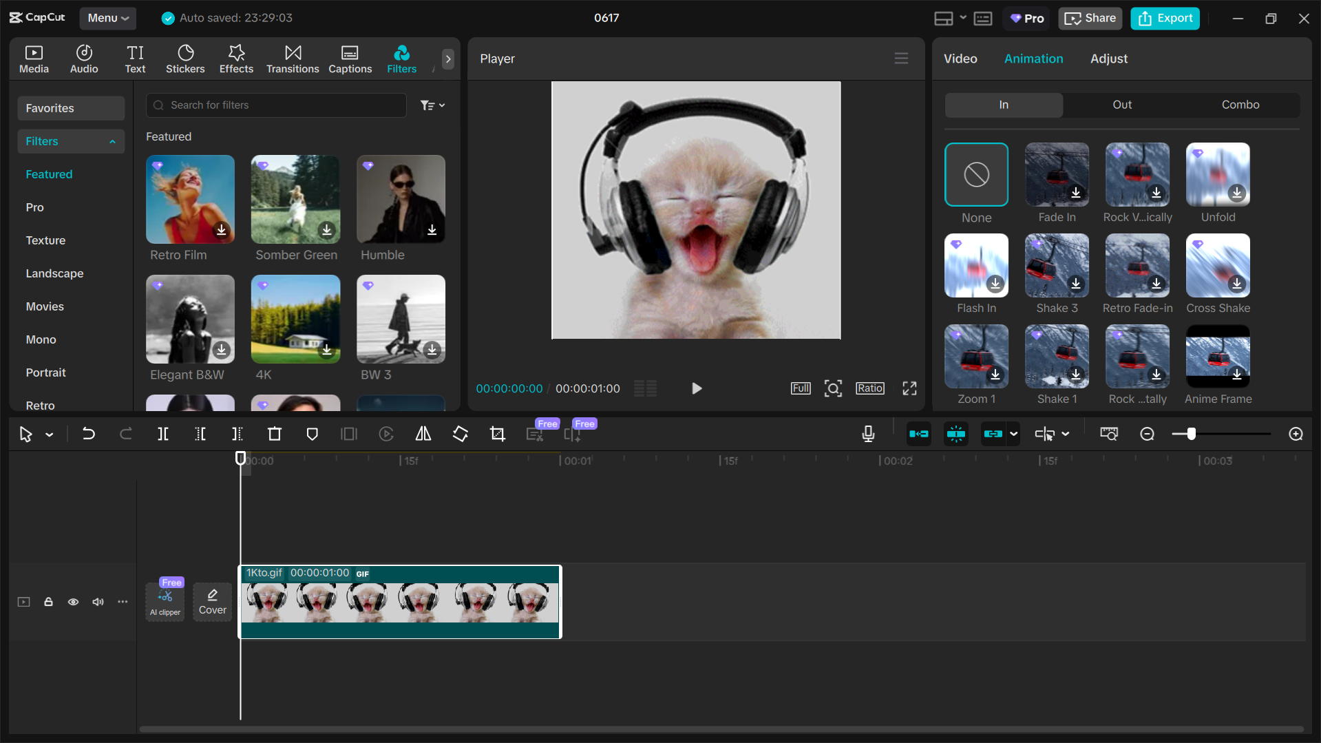 The interface of the CapCut desktop video editor - one of the best GIF makers