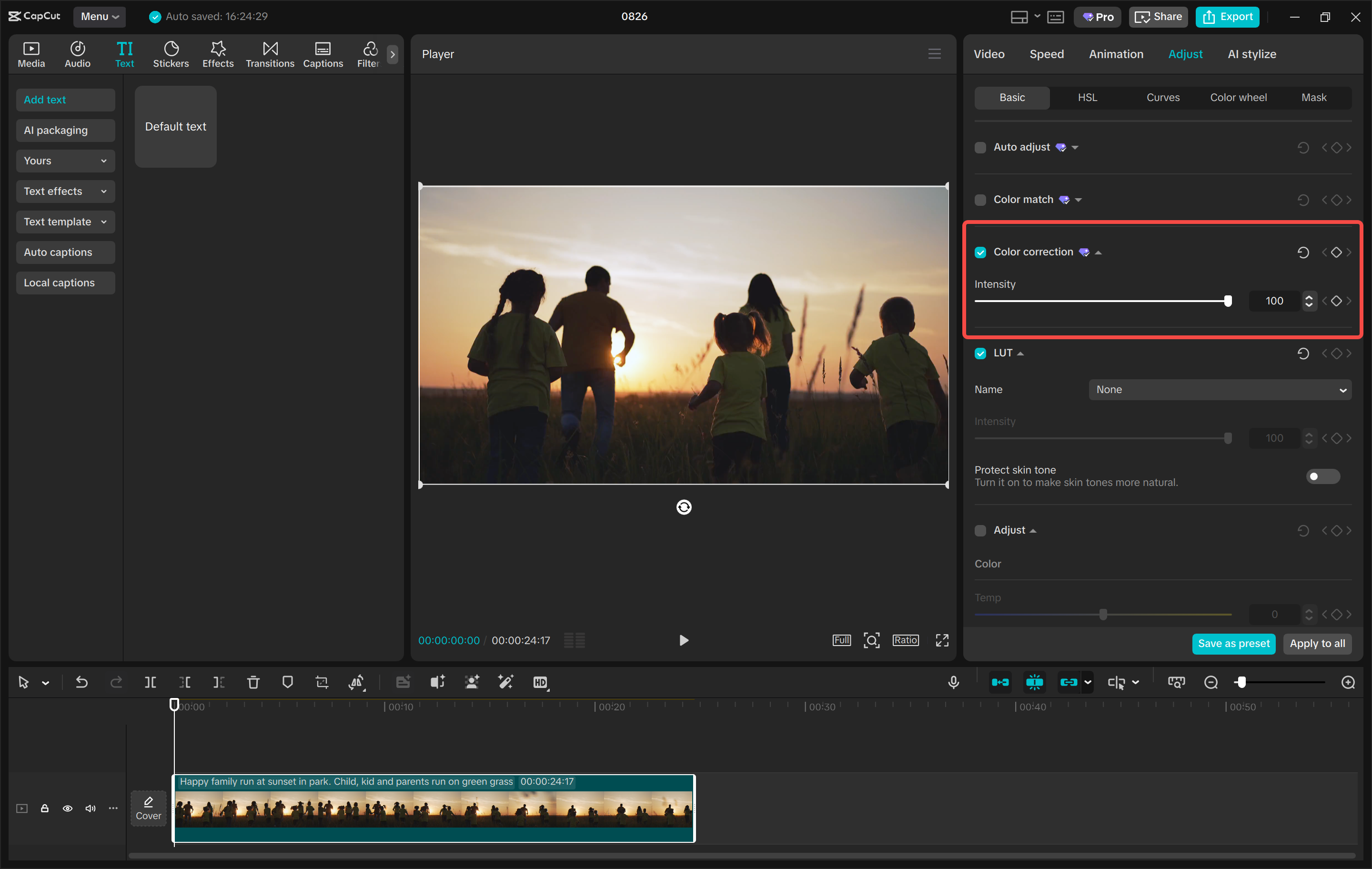 Interface of Color Correction