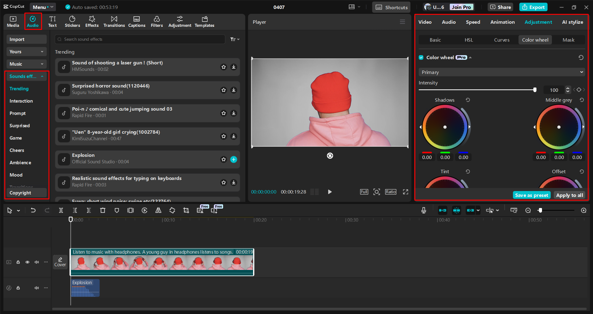 Hinzufügen und Anpassen von Musik in Videos mit dem CapCut Desktop-Video-Editor